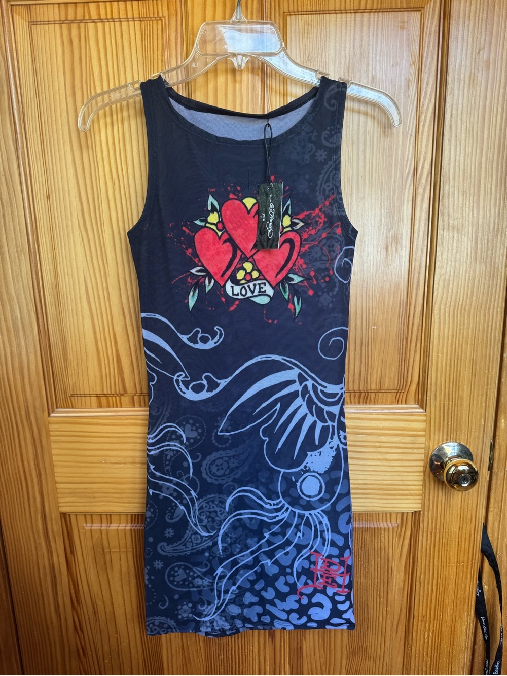 Ed Hardy Forever 3 Hearts Mesh Dress Cover up